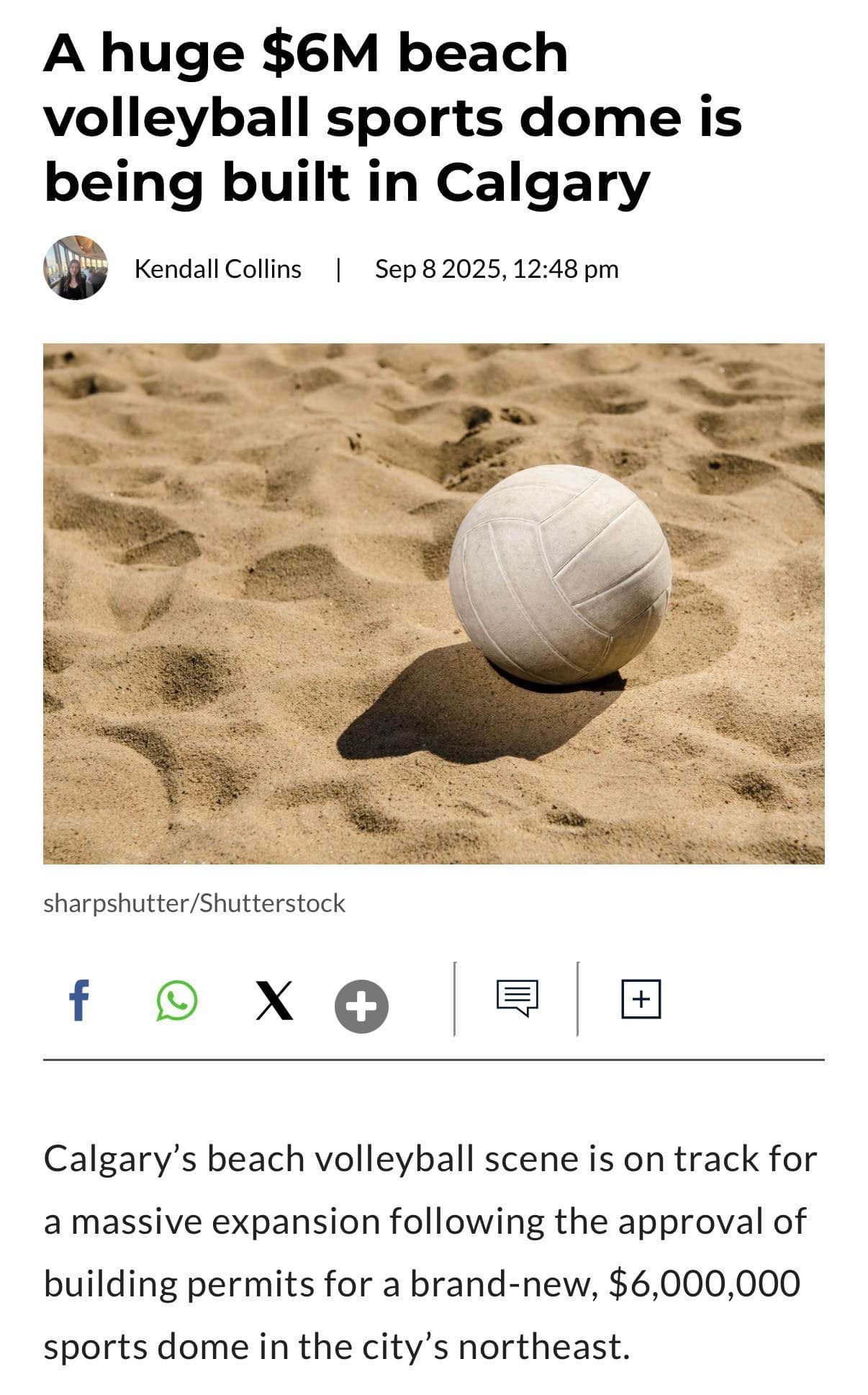 A brand new $6 million beach volleyball sports dome is coming to northeast Calgary