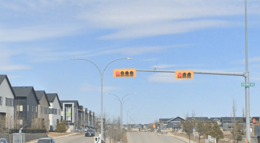 Left turn signal: Skyview Ranch Rd & 128 Ave